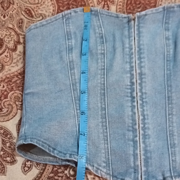 Size Xsmall Zip Up Denim Tube Top - Picture 7 of 10